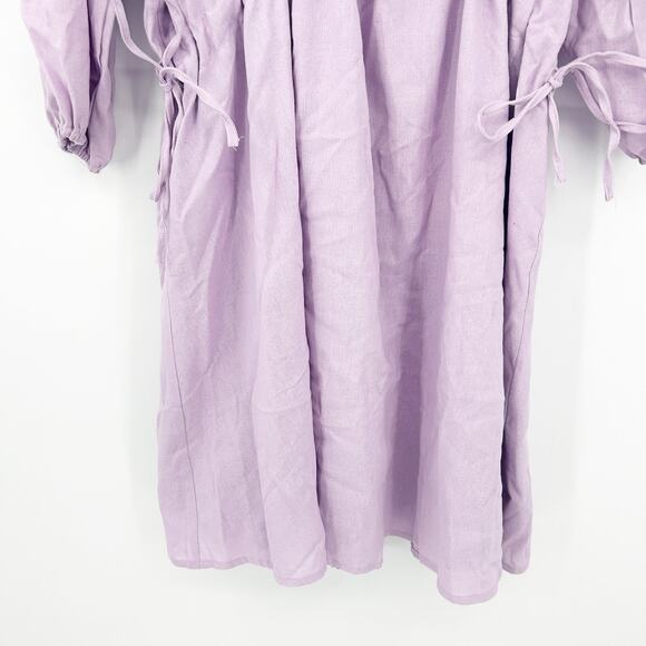NWT‎ Fashion Nova Preppy Beachy Shirley Linen Blend Mini Dress Size 1X Lavender - Picture 4 of 8